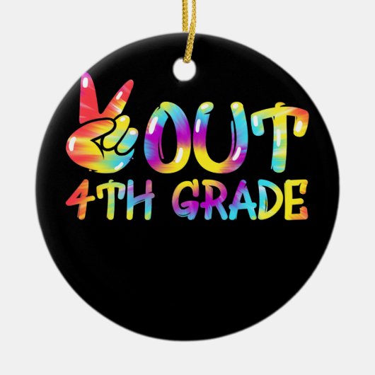 ピースアウト4年生絞り染め卒業 セラミックオーナメント (正面)