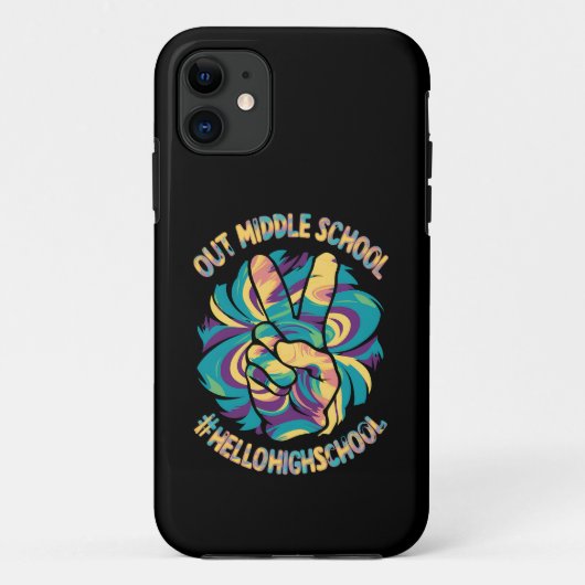 ピースアウト ミドル ハロー ハイスクール タイダイ  Case-Mate iPhoneケース (裏面)
