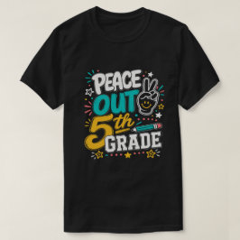 ピースアウト 5年生 レトロでグルービーなデザイン | 2026年度卒業 Tシャツ