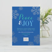 ピースアンドジョイブルービジネス企業のホリデー シーズンカード (スタンド正面)