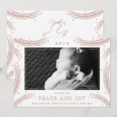 ピースアンドジョイ ゴールドフェザー クリスマス ホリデー カード (正面/裏面)
