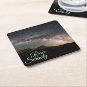 ピースアンドセレニティマウンテンナイトスカイ スクエアペーパーコースター (アングル)