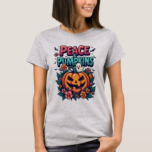 ピースアンドパンプキンハロウィーンTシャツ Tシャツ (正面)