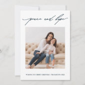 ピースアンドホープブルーボタニカルホリデ素朴ィ 招待状 (正面)