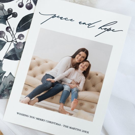 ピースアンドホープブルーボタニカルホリデ素朴ィ 招待状