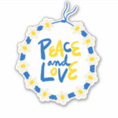 ピースアンドラブウクライナフラワーリースビニル シール (正面)