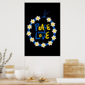 ピースアンドラブウクライナフラワーリース ポスター (キッチン)