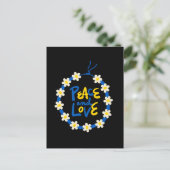 ピースアンドラブウクライナフラワーリース ポストカード (スタンド正面)