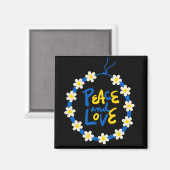 ピースアンドラブウクライナフラワーリース マグネット (正面/裏面)