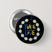 ピースアンドラブウクライナフラワーリース 缶バッジ (正面&裏面)