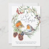 ピースアンドラブクリスマスロビンミストレトーパインリース シーズンカード (正面)