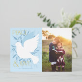 ピースアンドラブドーブフォイルホリデーカード 箔シーズンカード (立ち正面)