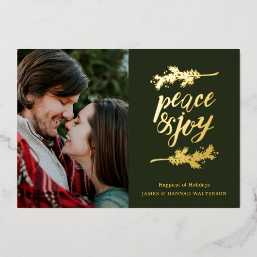 ピースアンドラブフォトフォイルエレガントホリデーカード 箔シーズンカード (正面)