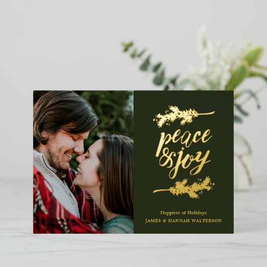 ピースアンドラブフォトフォイルエレガントホリデーカード 箔シーズンカード (立ち正面)