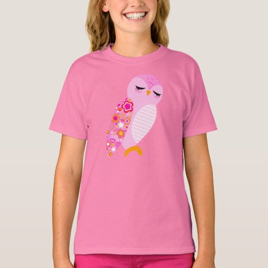 ピースアンドラブフクロウ Tシャツ (正面)