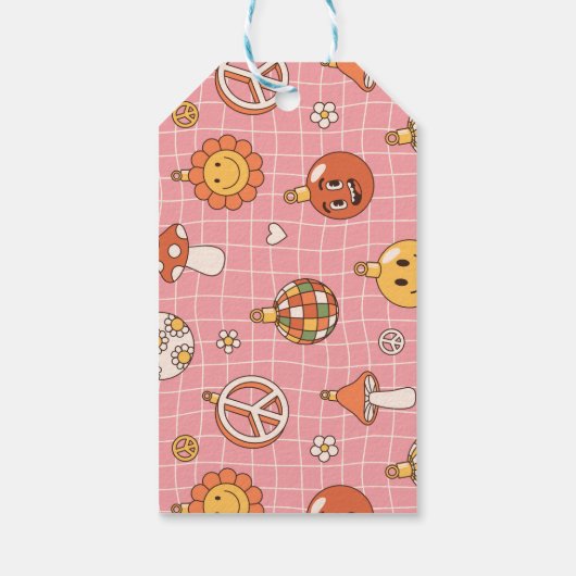 ピースアンドラブレトログルービークリスマスホリデー ギフトタグ (裏面)