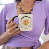 ピースアンドラブ引用文ピンクローゼフラワーズフェミニン マグカップ