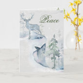 ピースウォーターの色の鹿オンザクリフ カード (黄色い花)