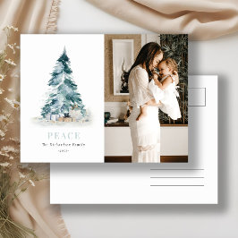 ピースウォーターカラーパインクリスマスツリーギフトフォト シーズンポストカード