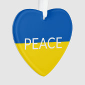 ピースウクライナ国旗の青い黄色のカスタム文字 オーナメント (正面)