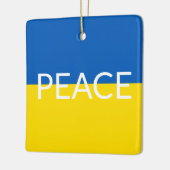 ピースウクライナ国旗の青い黄色のカスタム文字 セラミックオーナメント (左)