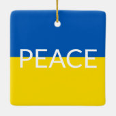 ピースウクライナ国旗の青い黄色のカスタム文字 セラミックオーナメント (裏面)