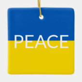 ピースウクライナ国旗の青い黄色のカスタム文字 セラミックオーナメント (正面)