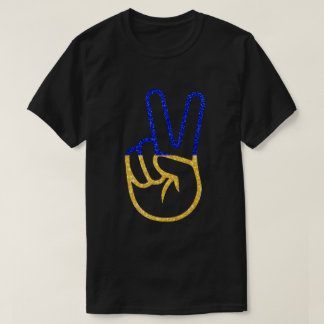 ピースウクライナ国旗グリッターTシャツ Tシャツ