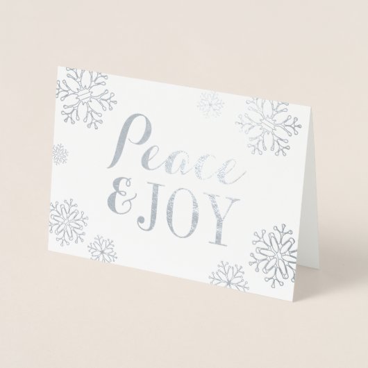 ピースエレガントアンドジョイ企業のホリデーシルバー 箔カード (正面)