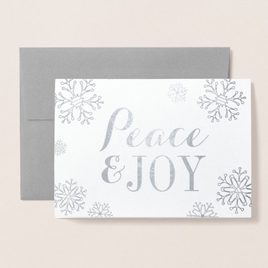 ピースエレガントアンドジョイ企業のホリデーシルバー 箔カード (封筒付き正面)