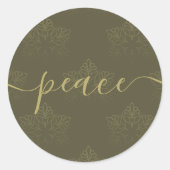 ピースエレガントタイポグラフィスノーフレーククリスマス ラウンドシール (正面)