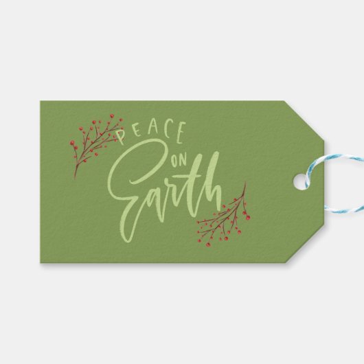 ピースオパーソナライズされたーンアースホリデイ ギフトタグ (正面(横))