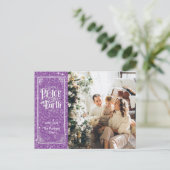 ピースオンアースきらめくパープルグリッタークリスマス シーズンポストカード (スタンド正面)