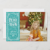 ピースオンアースきらめくブルーグリッタークリスマス シーズンカード (正面)