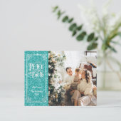 ピースオンアースきらめくブルーグリッタークリスマス シーズンポストカード (スタンド正面)