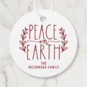 ピースオンアースのクリスマスパーソナライズされた休暇 フェイバータグ (正面)