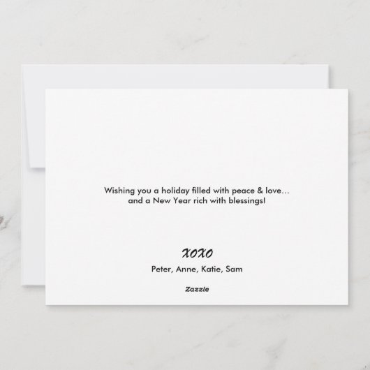 ピースオンアースウォーターカラークリスマスホリデー シーズンカード (裏面)