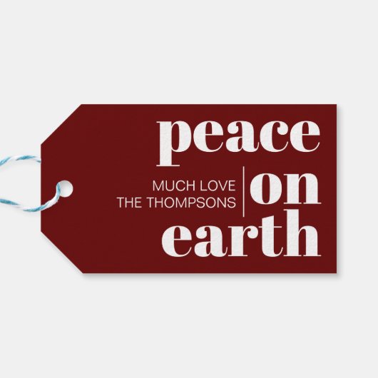 ピースオンアースカスタムミニマモダンリストクリスマス ギフトタグ (裏面横)