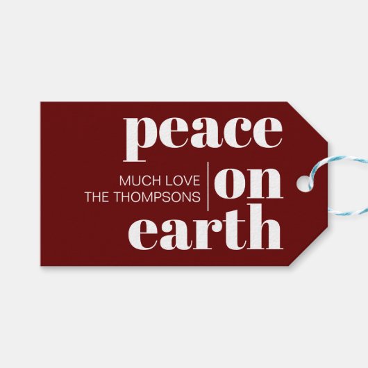 ピースオンアースカスタムミニマモダンリストクリスマス ギフトタグ (正面(横))