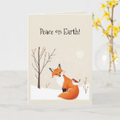 ピースオンアースキツネ鳥かわいい動物 カード (黄色い花)