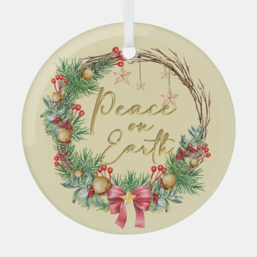 ピースオンアースクリスマスリース ガラスオーナメント (正面)