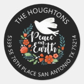 ピースオンアースクリスマス差出人住所ラベル ラウンドシール (正面)