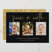ピースオンアースクリスマス3フォトコラージュグリッター シーズンカード (正面/裏面)