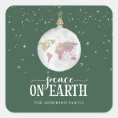 ピースオンアースグローブオーナメントグリーンホリデイ スクエアシール (正面)