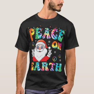 ピースオンアースサンタ絞り染めクリスマスライト Tシャツ
