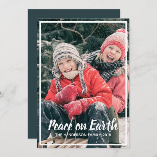 ピースオンアースシンプルカスタムフォトクリスマス シーズンカード (正面/裏面)
