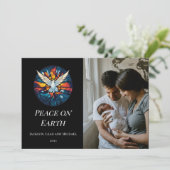 ピースオンアースステンドグラス鳩クリスマスデザイン シーズンカード (スタンド正面)