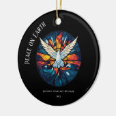 ピースオンアースステンドグラス鳩クリスマスデザイン セラミックオーナメント (左)