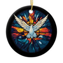 ピースオンアースステンドグラス鳩クリスマスデザイン