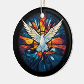 ピースオンアースステンドグラス鳩クリスマスデザイン セラミックオーナメント (左)